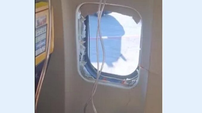 Eyewitness photo shows frightening broken window inside Ryanair plane